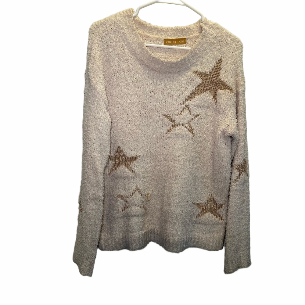 Emmer & Oat Cream Star Printed Sweater Size Small